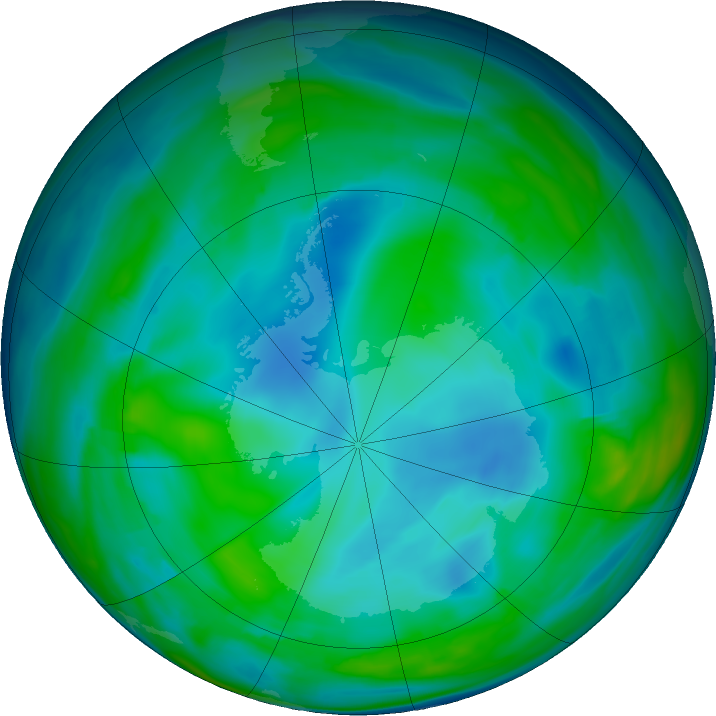 Antarctic ozone map for 05 June 2021